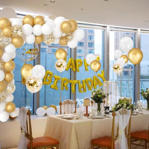 Miniatura 4 de 75 globos negros y dorados, globos de confeti negro y dorado de 12 pulgadas, globos de látex dorados para cumpleaños, Año Nuevo, boda, fiesta