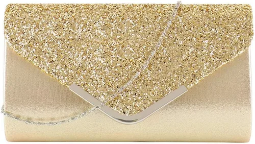 Queena Bolso de mano de noche brillante con purpurina para mujer, bolso de mano con cadena para boda, fiesta, graduación, regalo para mamá, esposa,