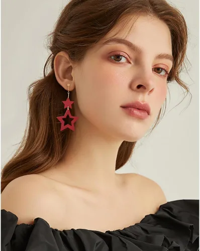 Miniatura 2 de Aretes de clip para mujer, aretes colgantes de cuero con clip para mujer, aretes sin perforaciones