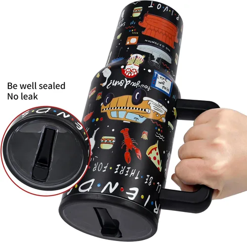 Miniatura 4 de Vaso de acero inoxidable de 40 onzas con tapa y pajita, regalos divertidos para programas de televisión, taza de café, taza de café aislada de doble