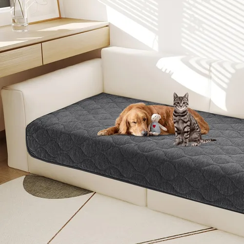 Miniatura 8 de Gollense Funda antideslizante para sofá para mascotas, funda acolchada de felpilla mullida para perros, lavable, protector suave y apto para Marfil