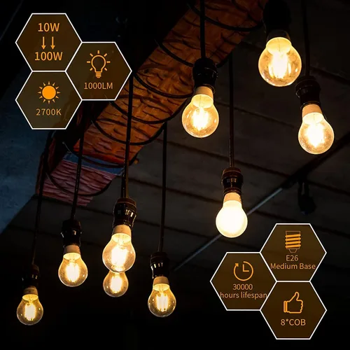 Miniatura 7 de Bombillas LED E26, equivalente a 40 W, 4000 K, bombilla de filamento LED clásico de vidrio transparente A19, no regulable, paquete de 6 4000 K