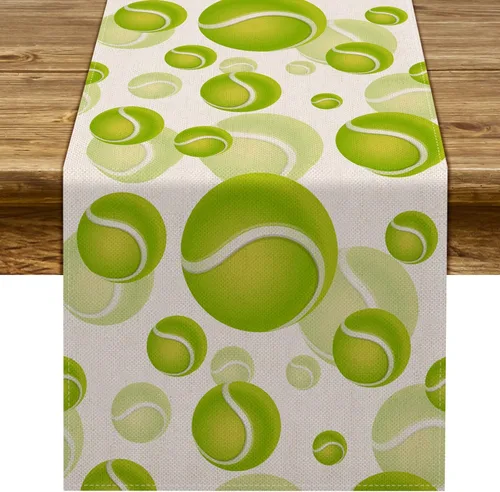 Pudodo Camino de mesa de pelota de tenis, mantel deportivo para baby shower, fiesta de cumpleaños, cocina, comedor, decoración del hogar (13 x 72