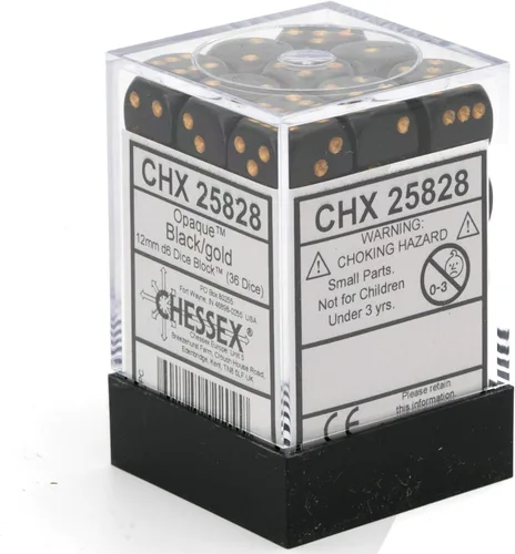 Miniatura 4 de Chessex CHX25828 Dice-Opaque: 36D6 Juego Negro/Oro