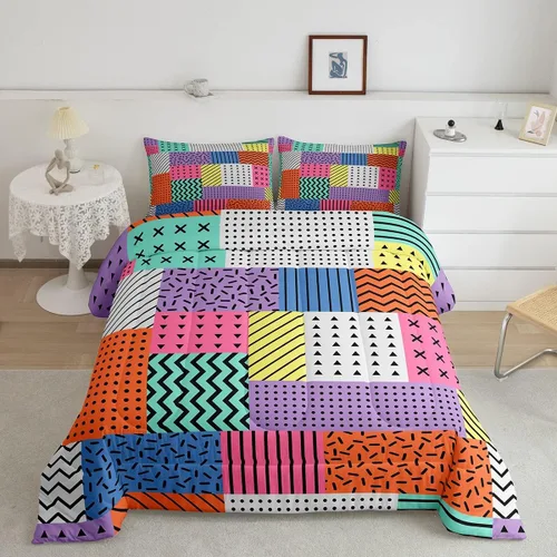 Miniatura 14 de Feelyou Juego de edredón de oso azul, juego de ropa de cama de osos de animales, juego de edredón acolchado con estampado de arboleda de galaxia