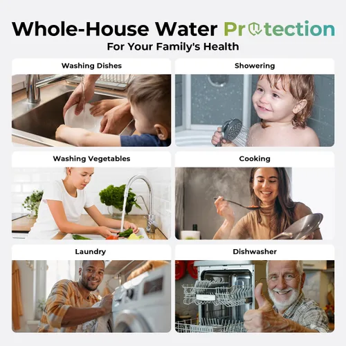 Miniatura 5 de iSpring WGB31B-KS Sistema de filtro de agua para toda la casa, reduce metales pesados, plomo, cloro, cloramina, sedimentos, filtración de 3 etapas