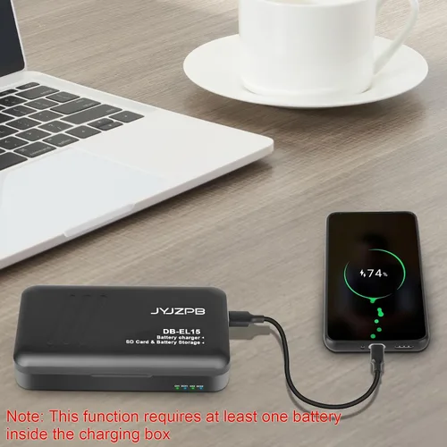 Miniatura 4 de JYJZPB EN-EL15C EN-EL15 Estación de almacenamiento de cargador de batería con ranuras para tarjetas SD USB-C Dual Charger Case with USB Output and