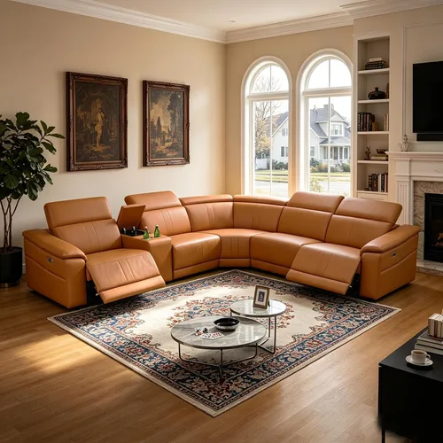 Miniatura 41 de Juego de sofá modular reclinable eléctrico con LED, juegos de muebles de sala de estar, sofá reclinable de cuero para sala de estar/cine en casa
