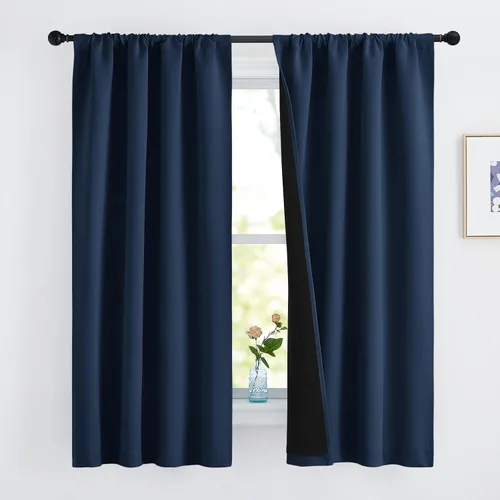 Miniatura 82 de NICETOWN Cortinas blancas 100% opacas, 2 capas gruesas completamente opacas con bolsillo para barra, cortinas aislantes térmicas para Blanco puro