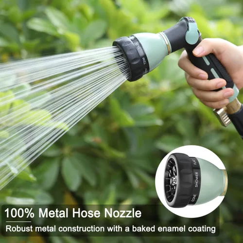 Miniatura 2 de FANHAO Boquilla de manguera de jardín resistente, rociador de manguera de agua 100% metal con 8 patrones de pulverización, boquilla rociadora