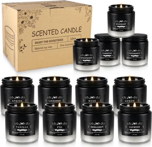 Miniatura 3 de YOROXRG Juego de 12 velas perfumadas de cera de soja, velas de lata de viaje para el hogar, 3.05 onzas para mamá para Navidad, cumpleaños, Acción