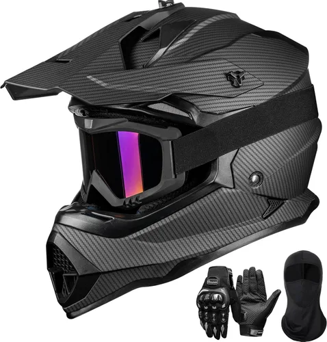 Miniatura 7 de ILM - Cascos para bicicleta de tierra para adultos, hombres y mujeres, para motocross, ATV, todoterreno, con gafas, guantes, máscara, modelo DOT