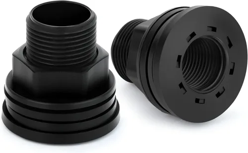 Miniatura 18 de TAISHER 4 piezas Adaptador de conector de tanque de mamparo de 3/4" blanco de ABS con tapones y junta para tanque de agua, barriles de lluvia