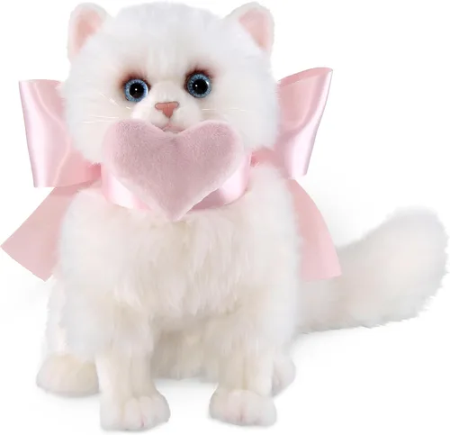 Peluche de Gato de la Colección Bearington - Peluche de Gato Realista y Felpa Blanca para Niñas - Linda Gatita de 25 cm