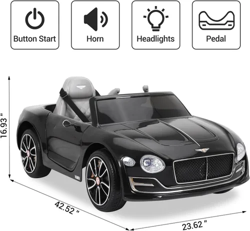 Miniatura 8 de Juguete eléctrico para niños, 12 V, batería de 12 V, vehículos Bentley con control remoto para padres, faros, MP3, puerto USB, bocina y puertas