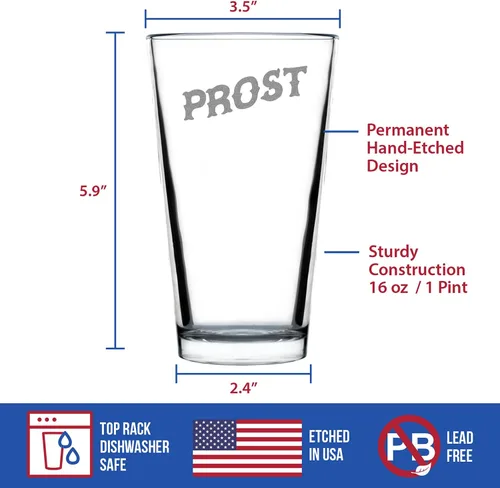 Miniatura 4 de Custom Prost - German Cheers - Vasos divertidos de pinta para cerveza - Decoración de fiesta temática de Alemania para hombres y mujeres - Taza