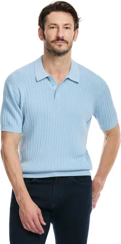 Miniatura 6 de SAKS Fifth Avenue Polo de punto acanalado con textura vertical de manga corta para hombre