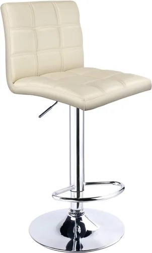 Miniatura 5 de Taburetes de bar ajustables de piel sintética moderna con espalda, juego de 2, taburete giratorio de altura de mostrador por Leopard (beige)