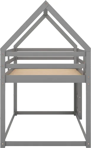 Miniatura 7 de Merax Litera Montessori de madera con escalera individual sobre individual, litera baja para niños, niñas, ahorro de espacio, no necesita somier