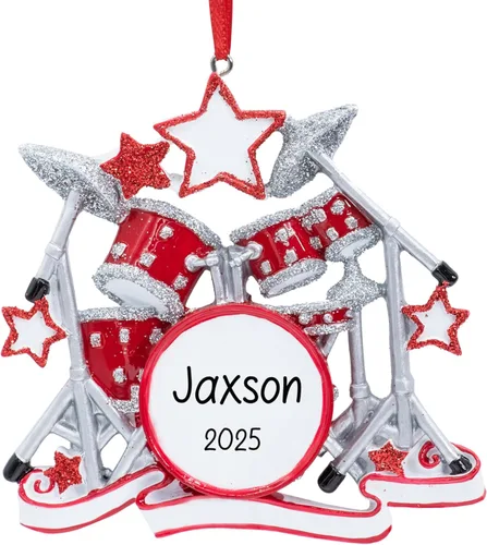 Miniatura 6 de Adorno navideño personalizado de instrumento musical de piano 2026 – Personalización gratuita Piano con clave de agudos con purpurina y cinta