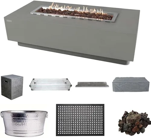 Miniatura 16 de Elementi Granville Paquete de Hoguera para Exteriores - Juego de Fogata Exterior Incluye Mesa de Hoguera de Concreto a Propano de 60", Pantalla
