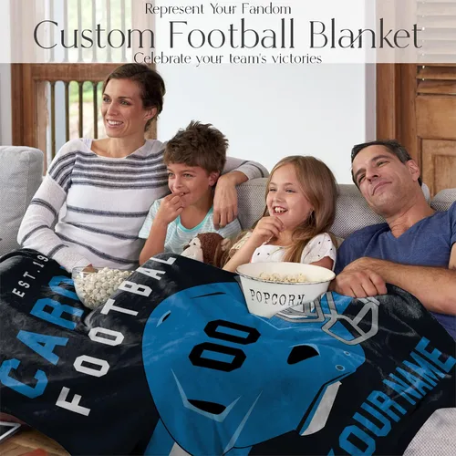 Miniatura 10 de Manta personalizada para fanáticos del fútbol americano – Se envía al día siguiente – Hecha en Estados Unidos – Manta de vellón personalizada