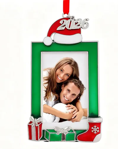 FKOG 2025 Adornos de Árbol de Navidad con Marco de Fotos, Adornos Colgantes de Árbol de Navidad para Familia, Personas Mayores, Deportes, Escuela,