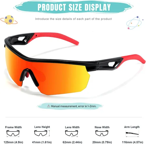 Miniatura 3 de Kids Sunglasses Youth Baseball Sunglasses for Boys Girls 3-12 Polarized Softball Sports Goggles UV Protection