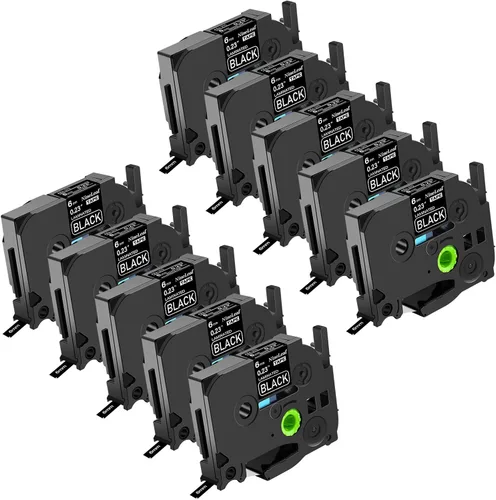 NineLeaf Paquete de 10 cintas compatibles con Brother TZe-315 TZe315 TZ-315 TZ315 de 0.236 in, 1/4 de pulgada 0.23 pulgadas, blanco sobre negro,