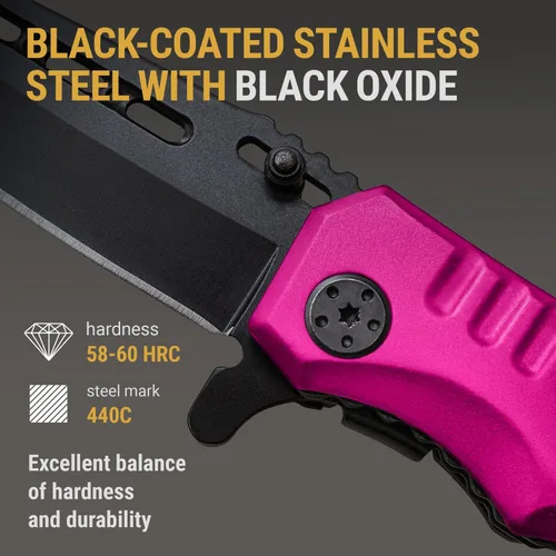 Miniatura 3 de Cuchillo de bolsillo con bloqueo de seguridad para mujeres - Cuchillo asistido por resorte, cuchillos lindos - Accesorio de herramienta de 2. Rosa