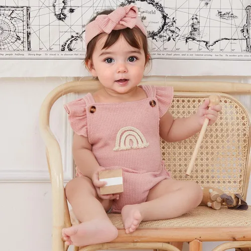 Miniatura 3 de Engofs Boho Rainbow Baby Girl Ropa recién nacida con volantes sin mangas con diadema