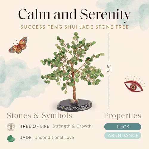 Miniatura 2 de KARMA AND LUCK, Luck & Success, Árbol de la Vida de Cristal de Jade Real Feng Shui para Decoración del Hogar, Envuelto en Alambre de Cobre sobre