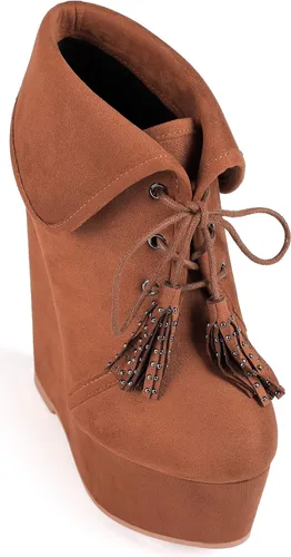 Miniatura 6 de YODEKS Botas de tacón alto para mujer con cordones y puntera redonda, botas de tacón alto, botas de vestir de fiesta elegante