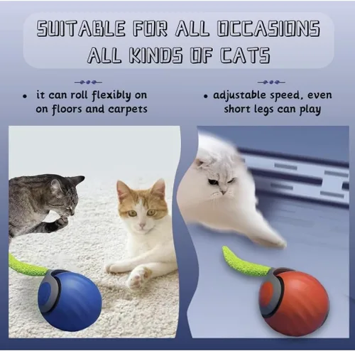 Miniatura 5 de Paquete de 2 juguetes para gatos Speediest Tail 2.0, juguete interactivo, juguetes para gatos de interior, bola de gato viral masticable, juguete
