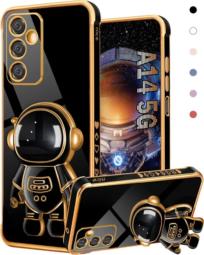 Funda de teléfono para Galaxy A14 5G, diseño de astronauta linda para mujeres y niñas, con soporte oculto de astronauta, diseño 6D para Samsung