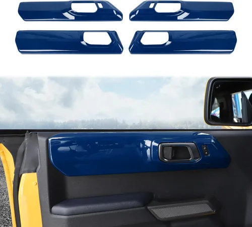 Cubierta de panel de manija de puerta interior compatible con Ford Bronco 2021-2024+ 4 puertas (azul)