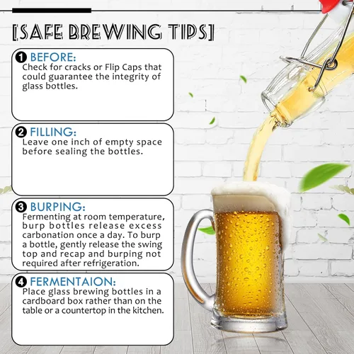 Miniatura 8 de Paquete de 6 botellas de vidrio con tapa abatible de 25 onzas, tapas herméticas para elaboración de cerveza casera, 2ª fermentación, kombucha