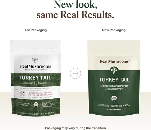 Miniatura 2 de Real Mushrooms Polvo de hongo de cola de pavo – Extracto orgánico de cola de pavo – para bienestar, armonía intestinal y apoyo energético – Vegano
