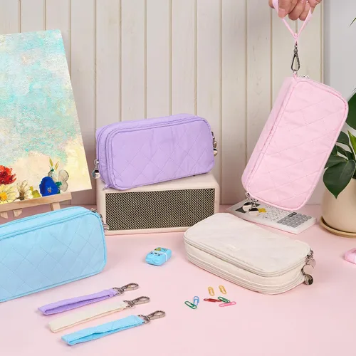 Miniatura 7 de Sooez Estuche grande para lápices, bolsa para lápices extra grande con 8 compartimentos, bolsa para bolígrafos de apertura amplia, organizador
