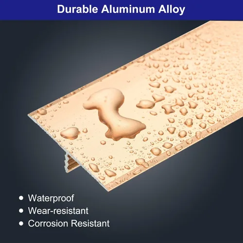 Miniatura 3 de uxcell 3 tiras de transición de piso de moldeo en T de aluminio, 35.4 pulgadas, tira de transición de puerta/azulejo/alfombra a azulejos, borde
