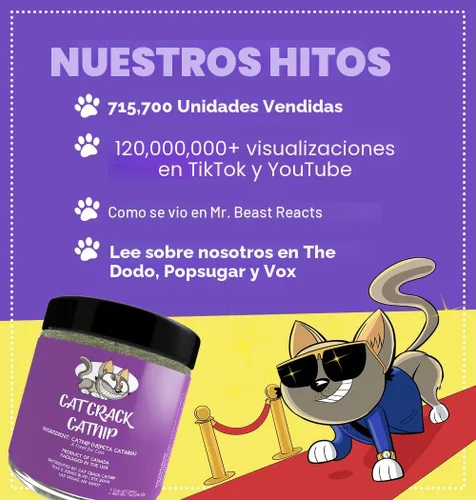 Miniatura 6 de Cat Crack Hierba Gatera, Mezcla de Hierba Gatera Inductora de Zoomies, Hecha en América del Norte y 100% Natural, Tratamientos de Hierba Gatera