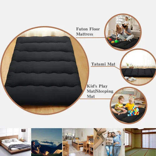 Miniatura 7 de ROYGROW Colchón de futón japonés para niños, colchón de futón japonés tamaño individual, tapete para dormir, tapete de tatami, almohadilla