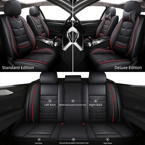 Miniatura 4 de URINOVET Funda de asiento de automóvil para Chevrolet Cruze 2011-2019, funda de asiento delantero y trasero de 5 plazas, fundas de asiento de cuero