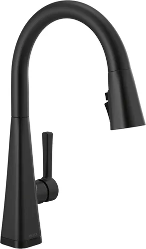Miniatura 18 de Delta Lenta - Grifo de cocina negro mate con rociador extraíble, moderno grifo de fregadero de cocina de un solo agujero, mango único, negro mate