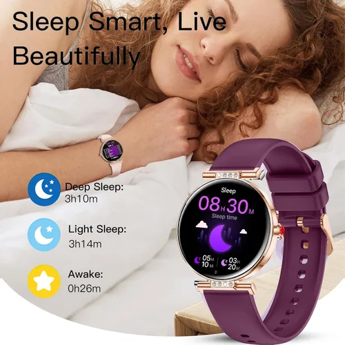 Miniatura 3 de Yihou Relojes inteligentes para mujer, rastreador de actividad física, reloj de fitness con monitor de frecuencia cardíaca, monitoreo del sueño, Rojo