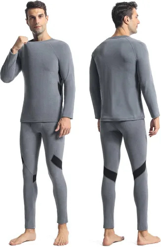 Miniatura 2 de Runhit Mens Thermal Underwear SetFleece Lined Long Johns for Men Thermal Shirts and Pants Base Layer Cold Weather Thermals