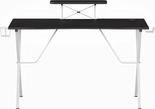 Miniatura 5 de EMMA + OLIVER Soporte para tazas de escritorio para juegos negro/blanco y negro, gancho para auriculares, soporte para monitor