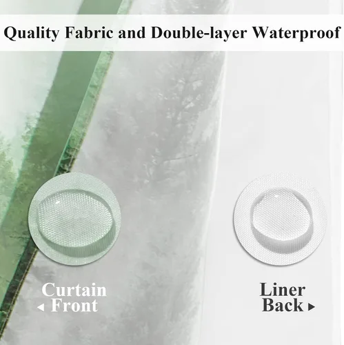 Miniatura 7 de ORTIGIA Misty Forest - Cortina de ducha con forro para baño, juego de cortina de ducha natural de doble capa verde con ventana superior