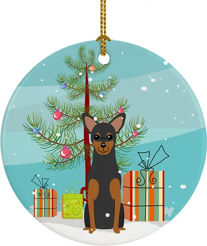 Miniatura 51 de Caroline's Treasures Adorno de cerámica para árbol de Navidad, Laika Spitz de Siberia Occidental, decoración colgante para árbol de Navidad