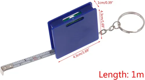 Miniatura 3 de Mini llavero de cinta métrica mejorada con forma cuadrada y nivel de burbuja, cinta métrica de 3.3 ft para regla de acero del hogar, mini cinta